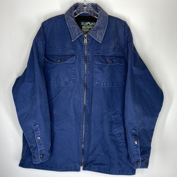 Vintage Elkmont Outfitters Navy Blue Chore Barn Jacket Large Comfort Fit - Picture 1 of 6